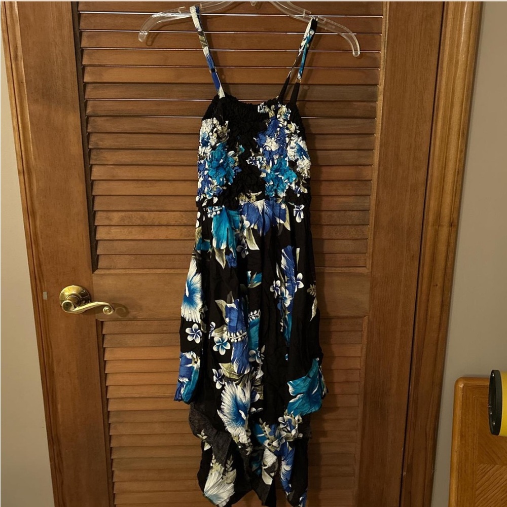 Floral Black and Blue Women's Dress